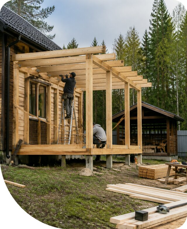 Строительство пристроек и построек на участке в Фрязине