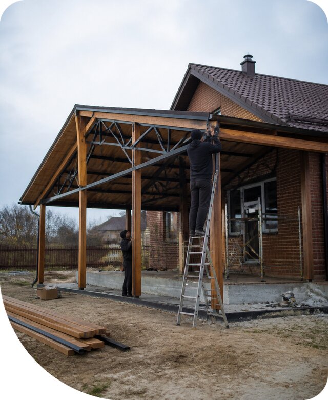 Пристройка навеса к дому и участку в Фрязине под ключ